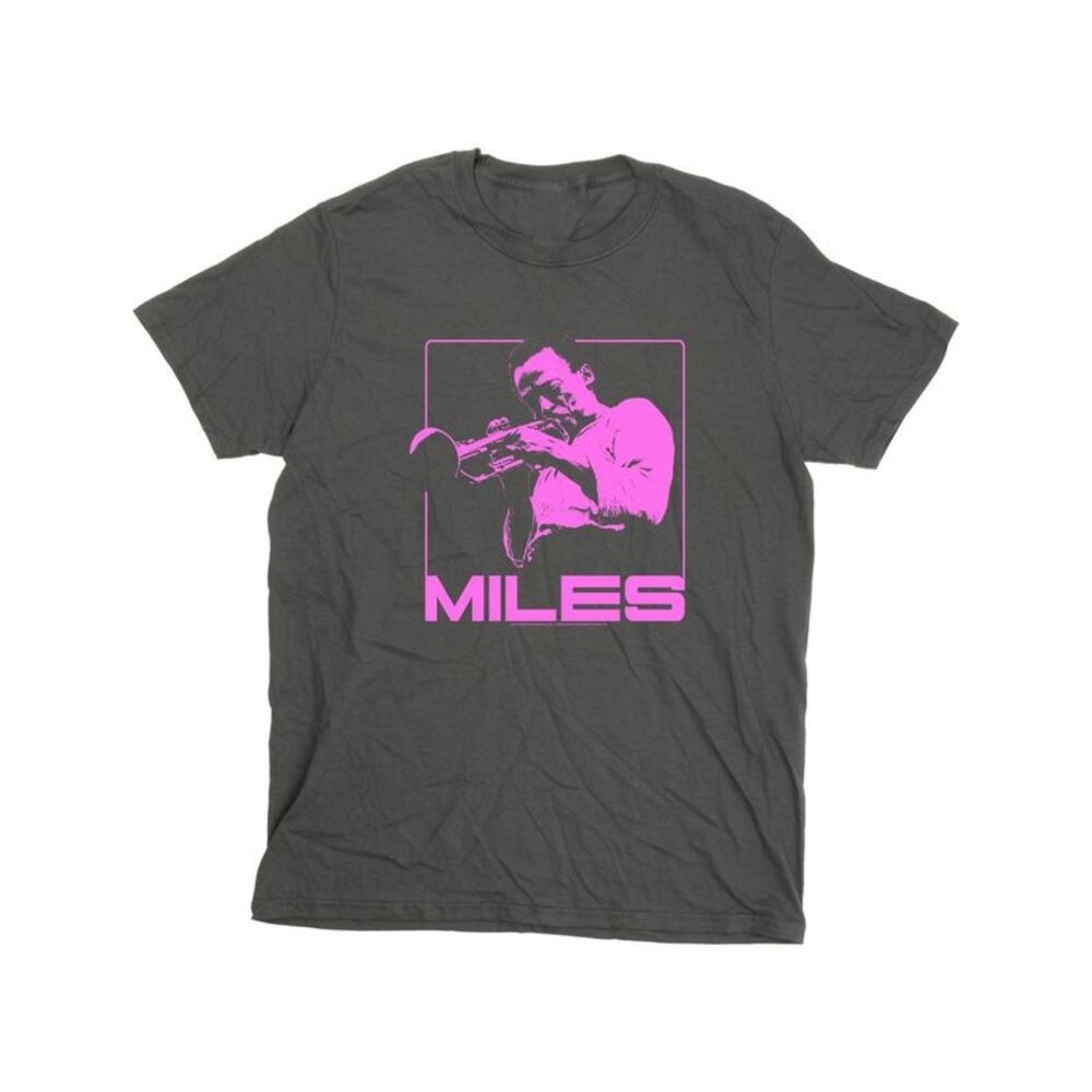 Miles Davis Mens Pink Square T-Shirt / Charcoal